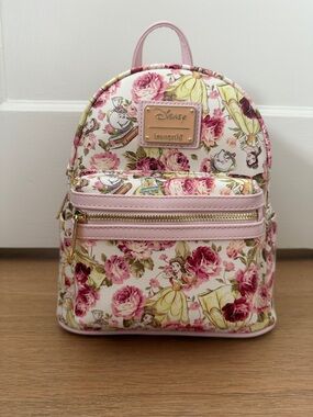 NWT Loungefly Disney Belle Beauty and the Beast Floral Mini Backpack
